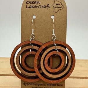 Brown and Tan Wooden Earrings